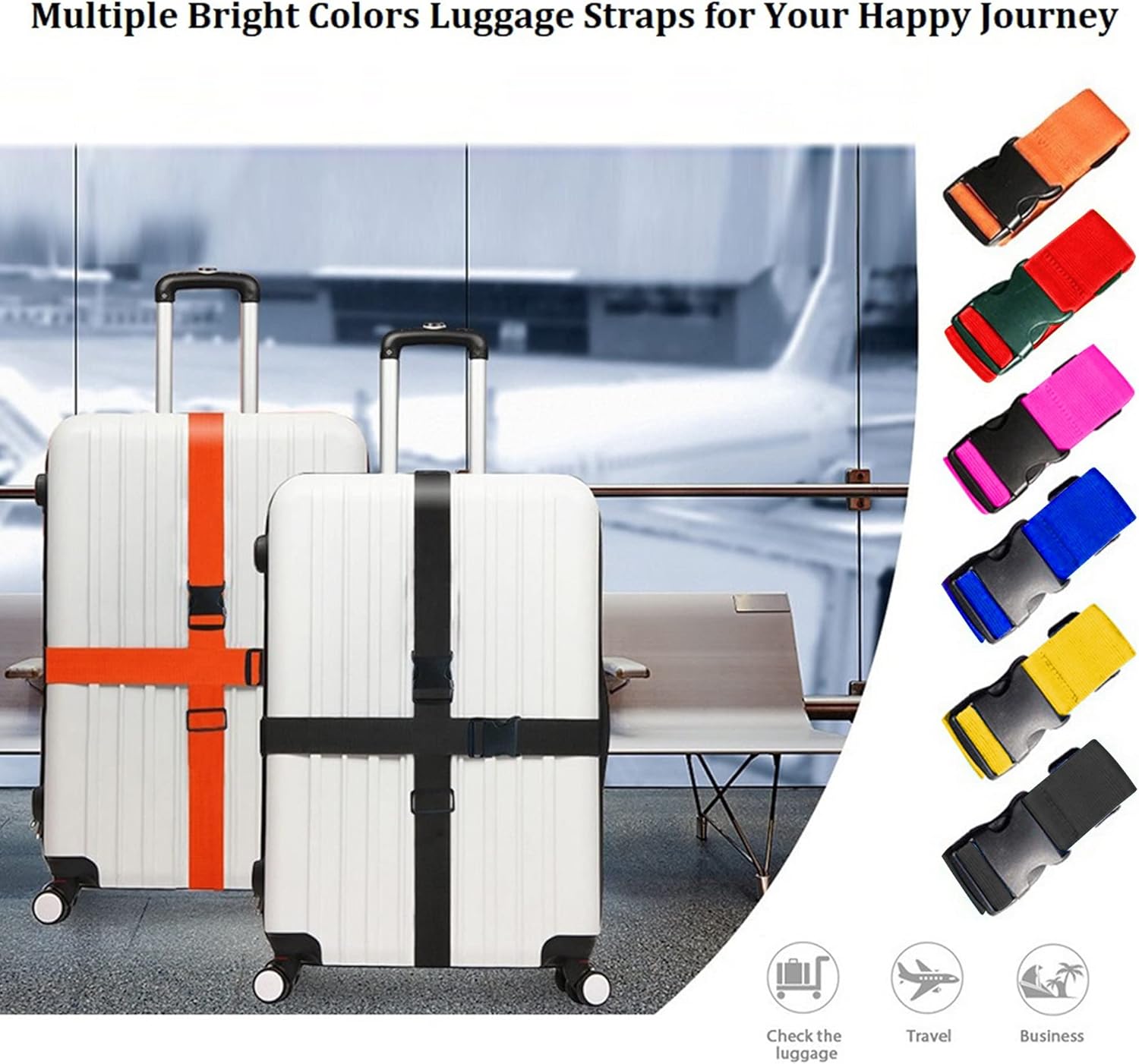 Luggage Strap Belt - 2-pack verstelbare bagageriemen felle kleuren kofferriemen