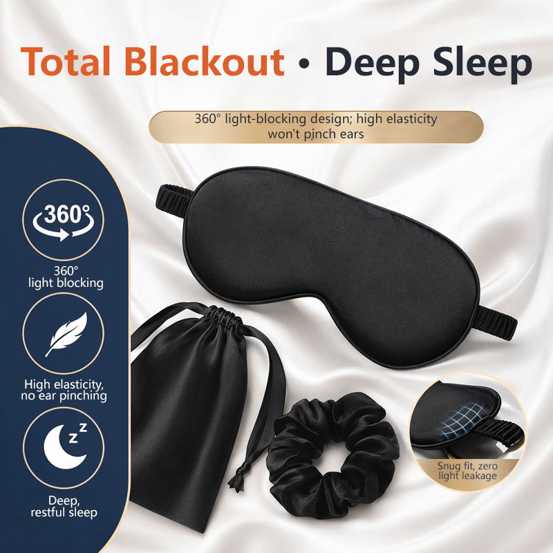 Travel Packing Accessories - Zijden oogmasker 3-delige set Lichtblokkerend Geen