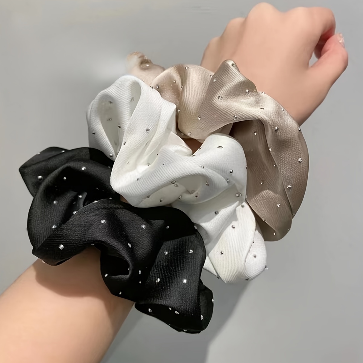Travel Accessories For Elderly - 1/3PCS satijnen scrunchies met strass decor