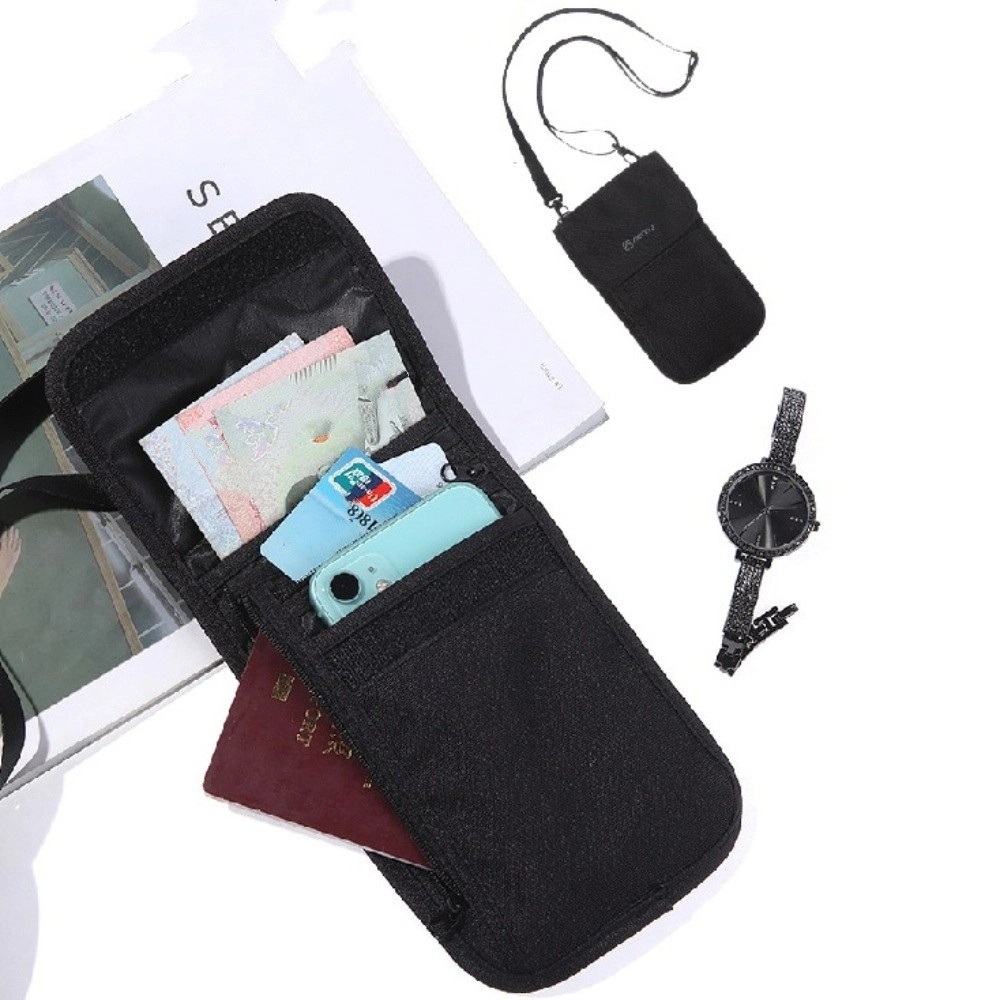 Travel Accessories Wallet - Draagbare reisaccessoires Reisportemonnee Nylon Kaki Zwart