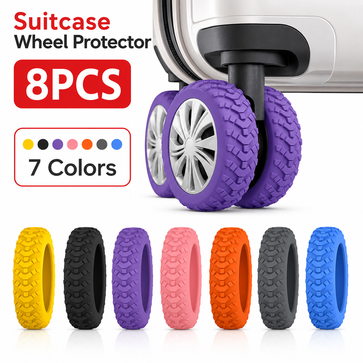 Travel Accessories Needed - 8-delige kofferwielbeschermers, rubberen bagagewielbeschermers voor spinnerwielen,