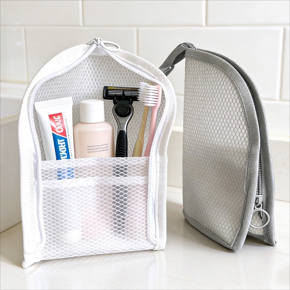 Travel Packing Accessories - Mesh toilettas, ademend, sneldrogend, staande verticale