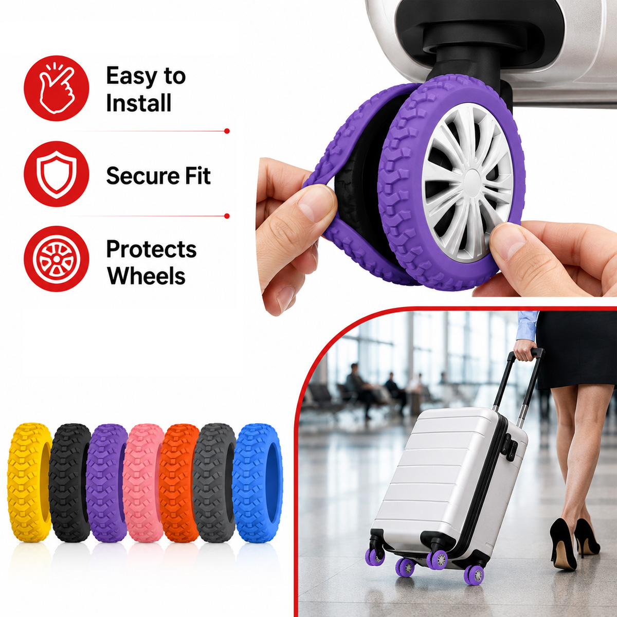 8-delige kofferwielbeschermers - Travel Accessories Needed recensie en prijs